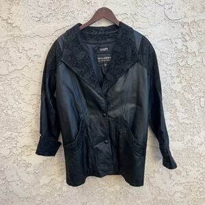 Vintage Wilsons Leather Velvet Trim Jacket Size Womens XS
